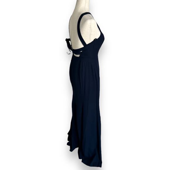 NEW Nordstrom Navy Blue Column Gown Size 0 Minimalist Quiet Luxury Prom Formal - Picture 6 of 11